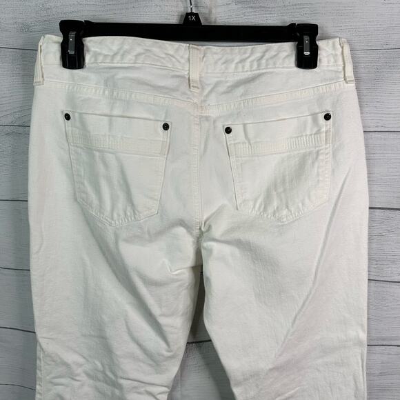 Eddie Bauer Womens size 12 Petite Classic Bootcut Denim Jeans White - Picture 5 of 8